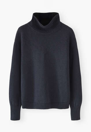 High-neck sweater, Blue charcoal, webstill
