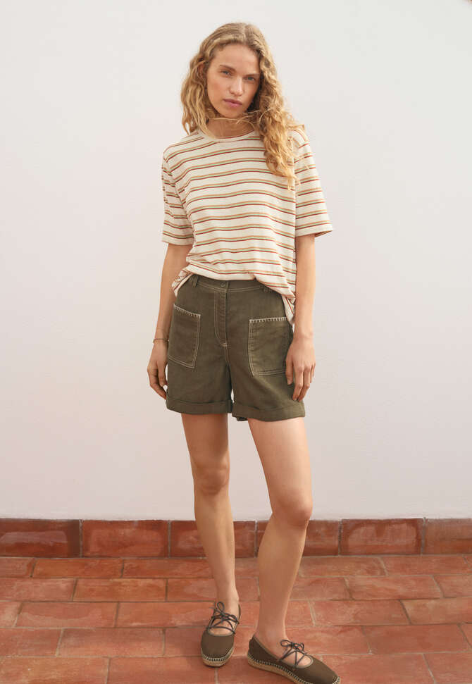 Striped T-shirt, Ecru mint, completeTheLook