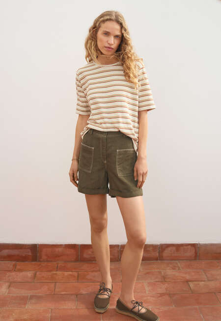 Striped T-shirt, Ecru mint, completeTheLook