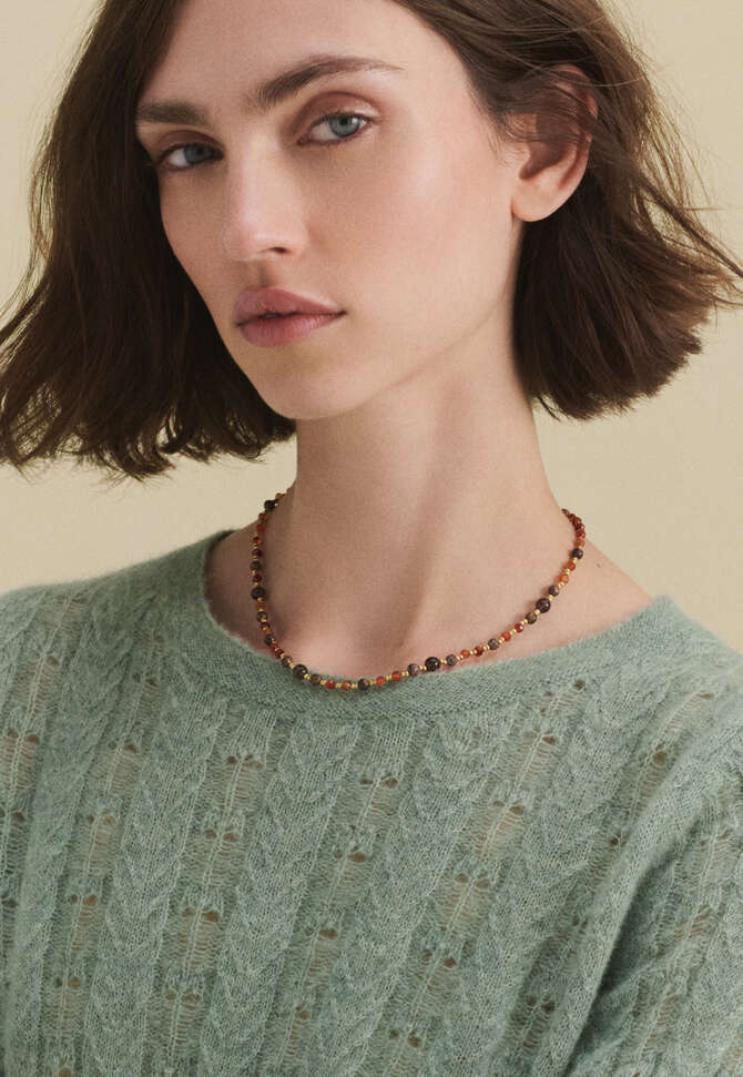 Beaded necklace, Amber gold, completeTheLook