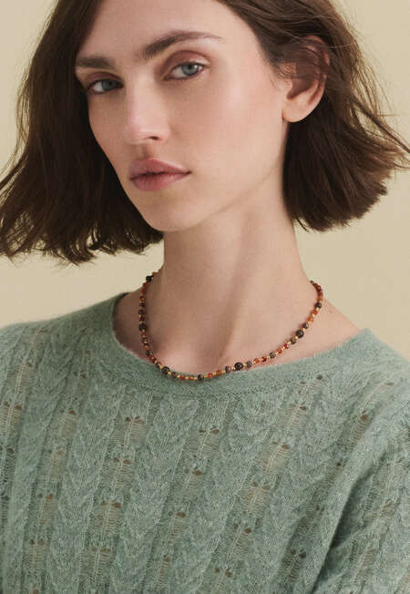 Beaded necklace, Amber gold, completeTheLook