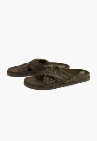 Cross-front sandals, Olive, webstill