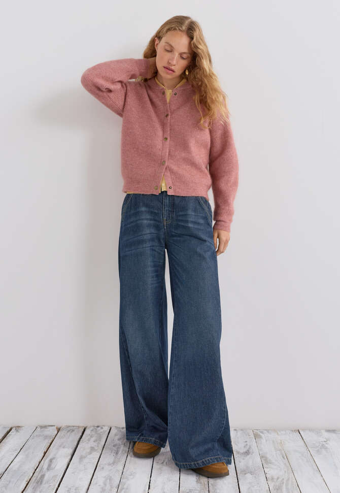 Rib-stitch bomber jacket, Pink peach, completeTheLook