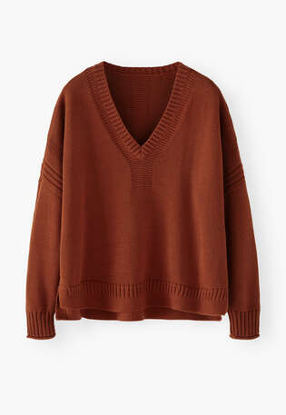 V-neck sweater, Spicy brown, webstill