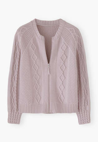 Cable-stitch cardigan, Pale lilac, webstill