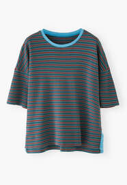 Striped T-shirt, Dark teal plum, webstill