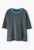 Striped T-shirt, Dark teal plum, webstill