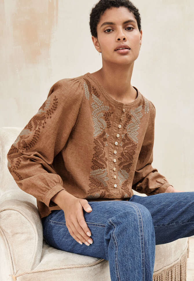 Embroidered blouse, Burnt sienna, completeTheLook