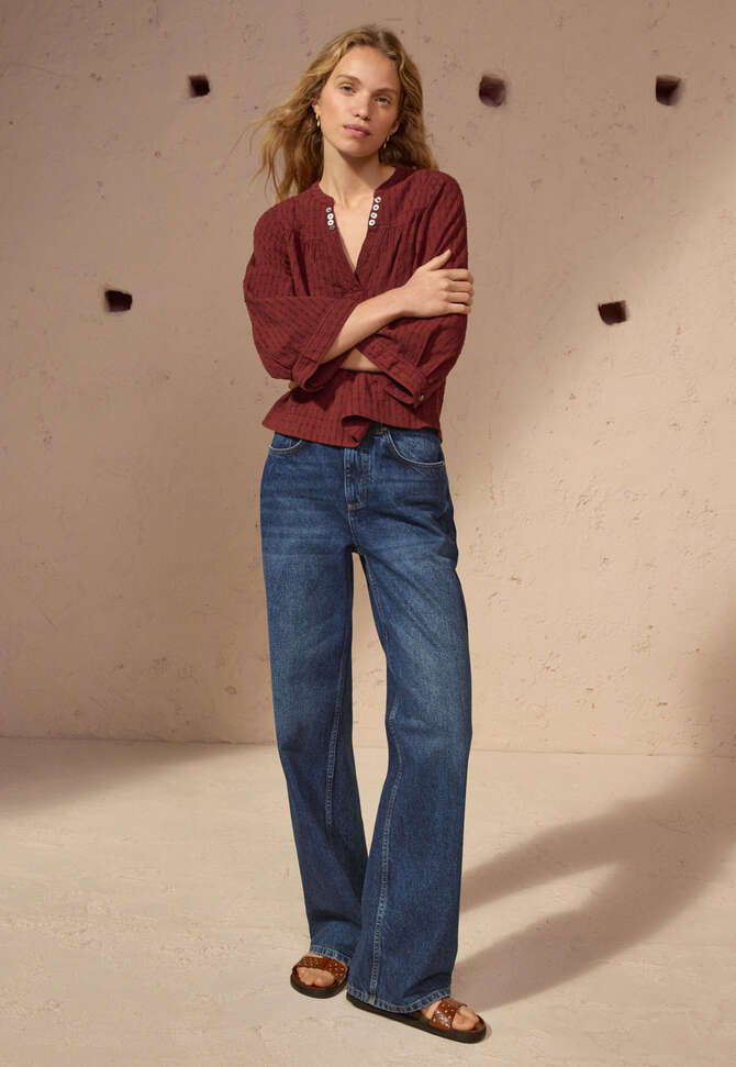 Notch-neck top, Maroon, completeTheLook