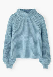 Cable-knit sweater, Soft turquoise, webstill