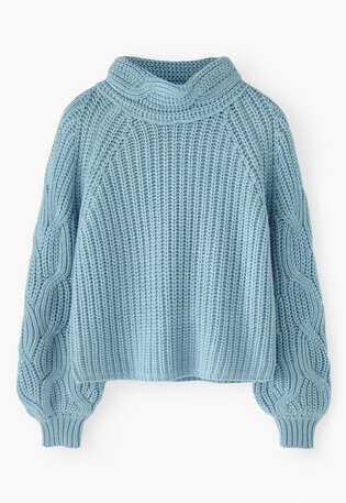Cable-knit sweater, Soft turquoise, webstill