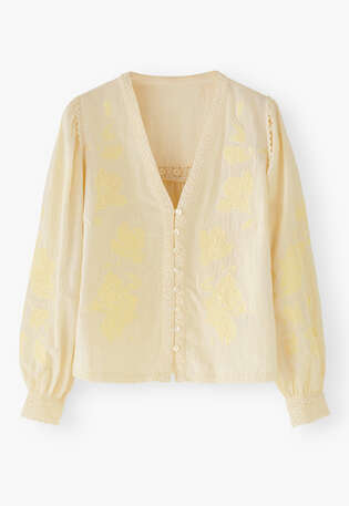 Applique blouse, Ecru lemon, webstill