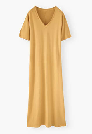 V-neck dress, Sunshine yellow, webstill