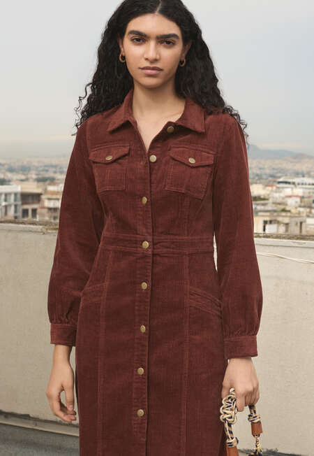 Long cord dress, Mahogany, completeTheLook