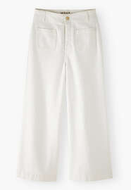 Cropped wide-leg trousers, White, webstill