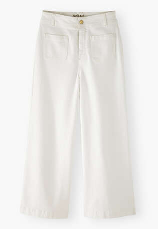 Cropped wide-leg trousers, White, webstill