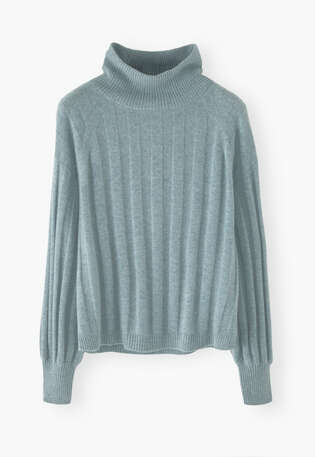 High-neck sweater, Aqua green, webstill