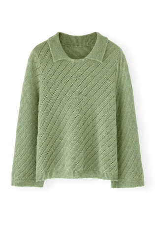 Collared sweater, Basil green, webstill