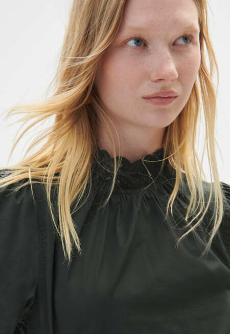 Button-back blouse, Charcoal green, completeTheLook