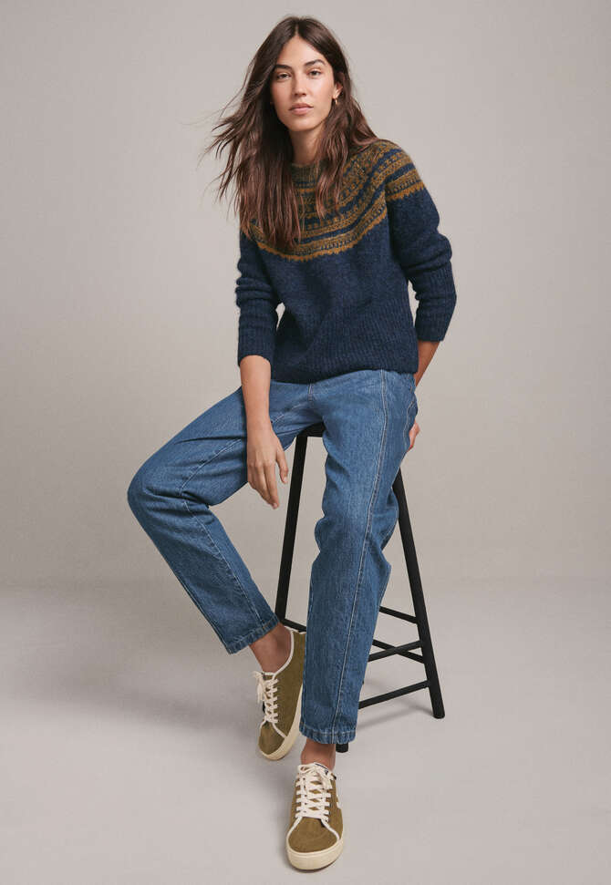 Fair Isle sweater, Indigo, completeTheLook