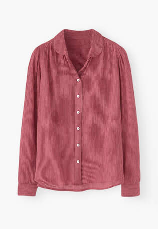 Crinkle striped blouse, Hot pink, webstill