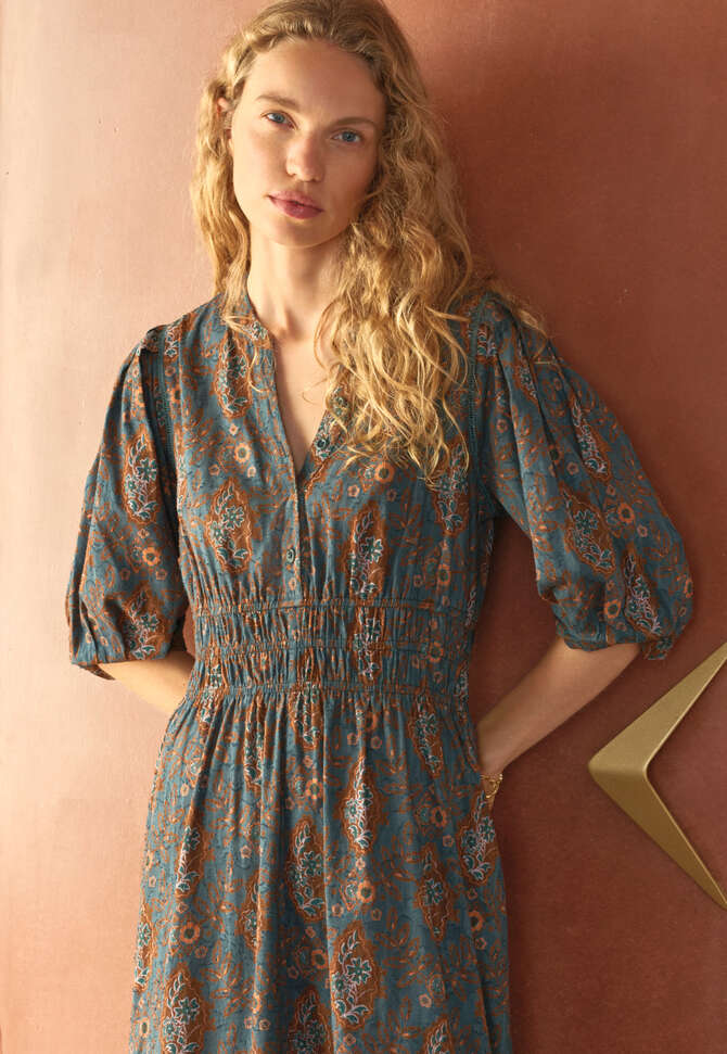Printed dress, Midnight rust, completeTheLook