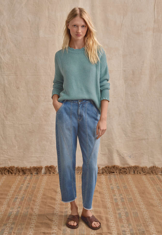 Moss-stitch sweater, Deep ocean, completeTheLook