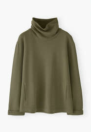 Funnel-neck sweatshirt, Dark olive, webstill