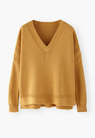 V-neck sweater, Warm yellow, webstill