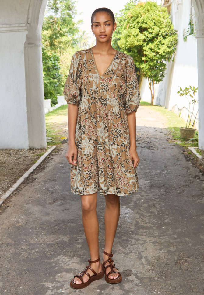 Printed dress, Sepia red, completeTheLook