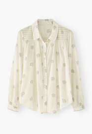 Shirring-detail shirt, Ecru sage, webstill