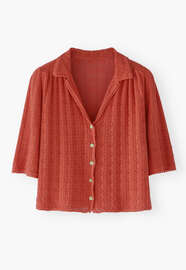 Pointelle-stitch blouse, Paprika, webstill