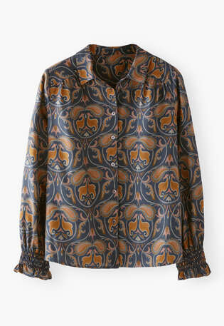 Printed blouse, Indigo copper, webstill