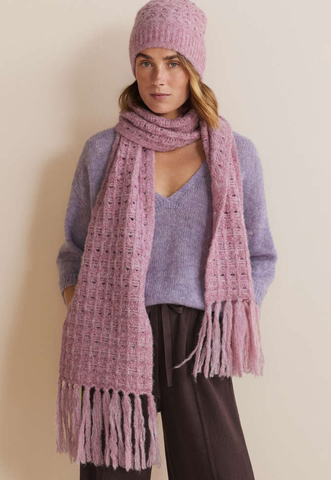 Crochet stitch scarf, Pink lavender, completeTheLook
