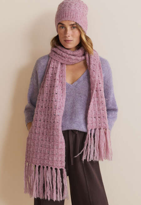 Crochet stitch scarf, Pink lavender, completeTheLook
