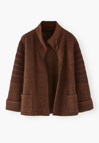 Knitted jacket, Espresso, webstill