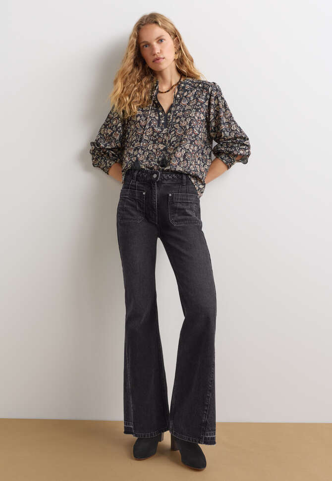 Printed blouse, Charcoal mink, completeTheLook