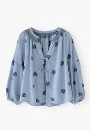 Clipped jacquard blouse, Sky blue, webstill