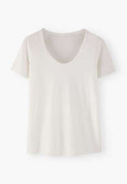 Scoop-neck T-shirt, White, webstill