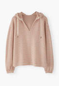 Textured striped hoodie, Parchment peach, webstill