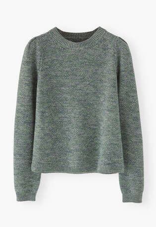 Moss-stitch sweater, Indigo green, webstill