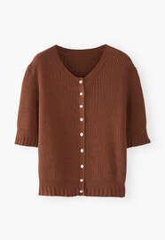 Tuck-stitch sweater, Russet brown, webstill