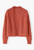 Cable-stitch cardigan, Coral, webstill