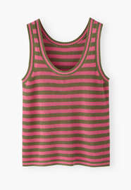 Striped sleeveless knit, Moss pink, webstill