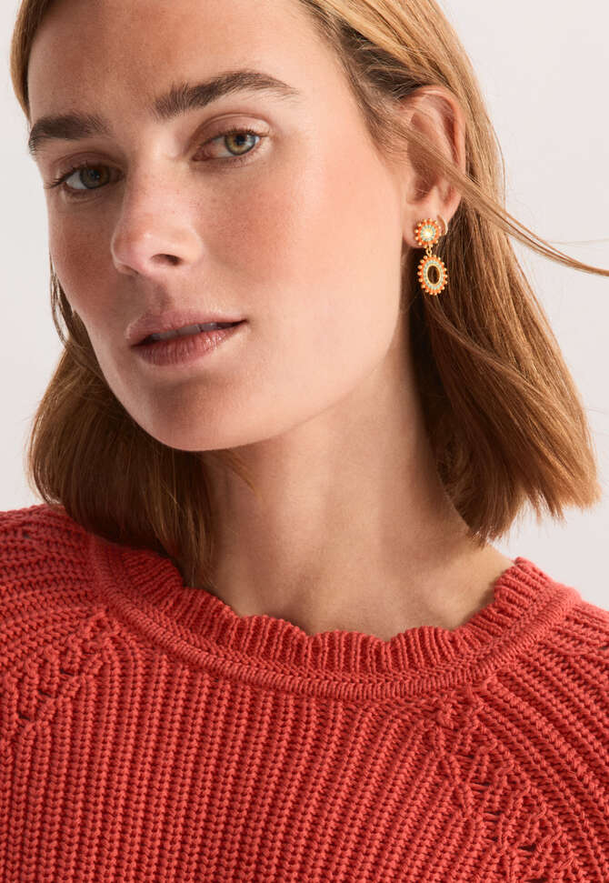Pendant sunburst earrings, Orange sky, completeTheLook