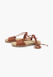 Lace-up raffia sandals, Rust, webstill