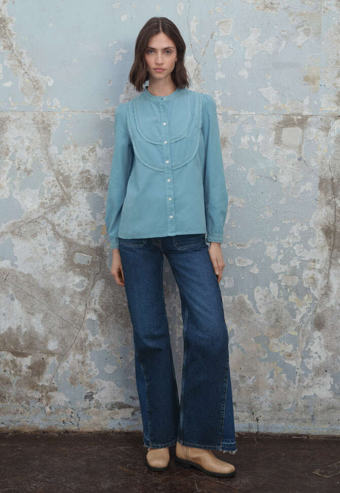 Lace cord blouse, Sky blue, completeTheLook