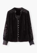 Velvet cutwork blouse, Black coffee, webstill