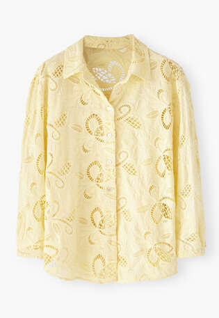 Broderie shirt, Soft lemon, webstill
