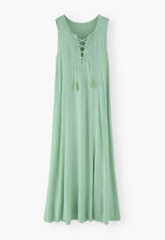 Lace-front jersey dress, Soft teal, webstill